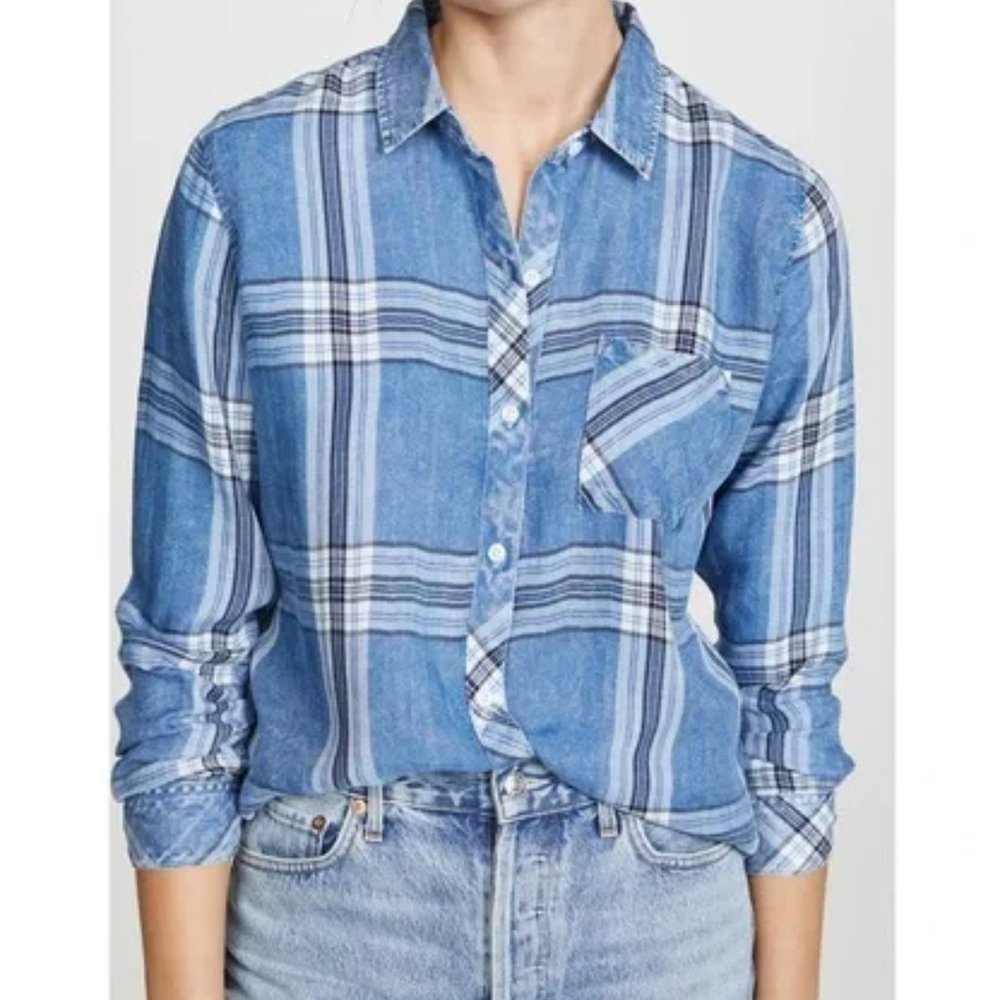 Rails | Hunter Button Down Shirt in Pacific Onyx White Size XS